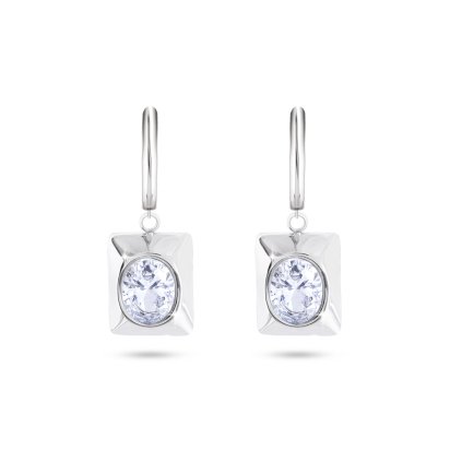 Cercei din oțel chirurgical, dreptunghiuri suspendate cu pietre de zirconiu cubic transparent 1002457