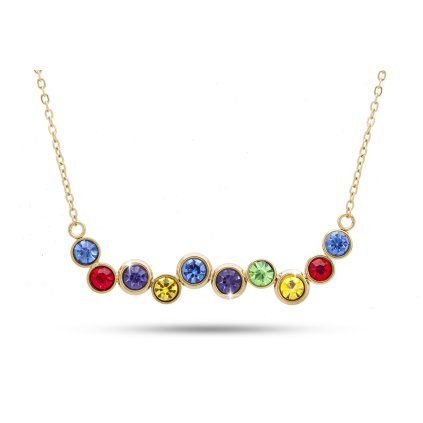 Lanț placat cu aur Aur de 14k, roți conectate cu zirconii colorate 3001619