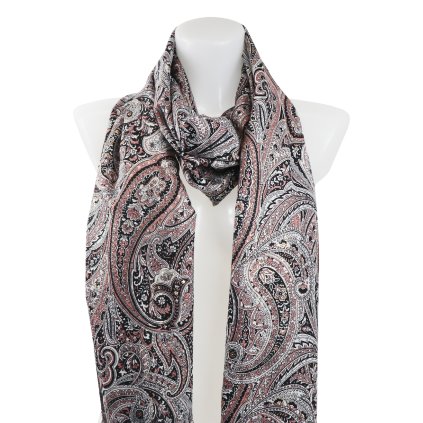 Eșarfă dreptunghiulară pentru femei, decorată cu model cu fir auriu, roz 7200556D