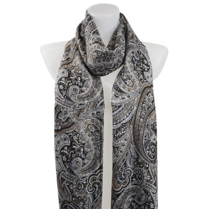 Eșarfă dreptunghiulară pentru femei, decorată cu model din fir auriu, maro 7200556F