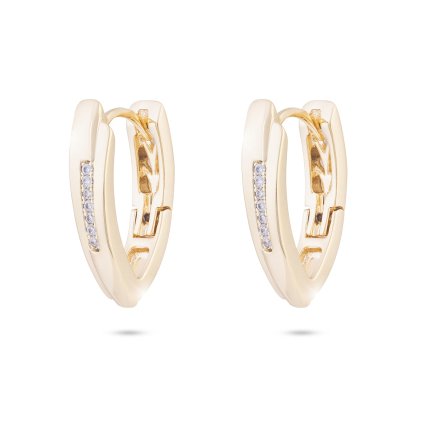Cercei placați cu aur de 14k, tip asimetric cu secțiuni transversale și bandă din zirconiu cubic 1002482