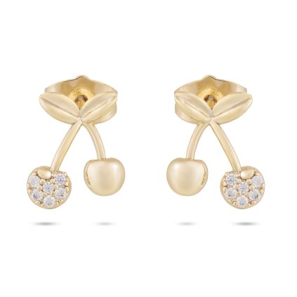 Cercei placati cu aur 14k sâmburi, cireșe cu zirconiu cubic 1002489