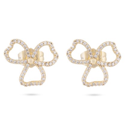 Cercei placați cu aur 14k pips, trefoil cu zirconiu cubic 1002486