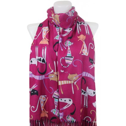 Doamnelor eșarfă dreptunghiulară reversibilă 2130-08 roz, cat-hearts 7200569-2