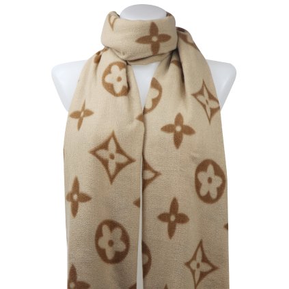 Eșarfă dreptunghiulară pentru femei cu ornamente 2143-3, crem 7200574