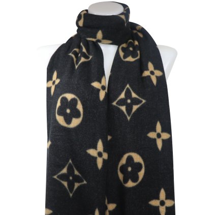 Eșarfă dreptunghiulară pentru femei cu ornamente 2143-3, negru-maro 7200574-3