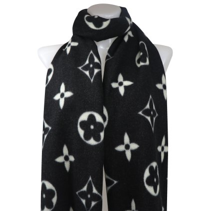 Eșarfă dreptunghiulară pentru femei cu ornamente 2143-3, negru și alb 7200574-4