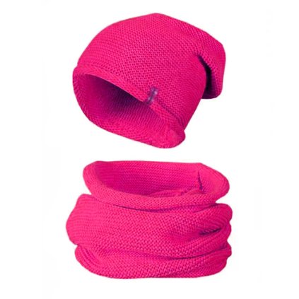 Set de iarnă pentru femei, pălărie și tunel Mark - roz neon 7100331-15