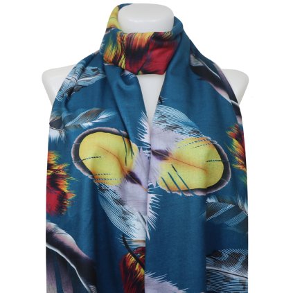 Eșarfă dreptunghiulară din cașmir pentru femei 2108-43 pene, turcoaz 7200567-4