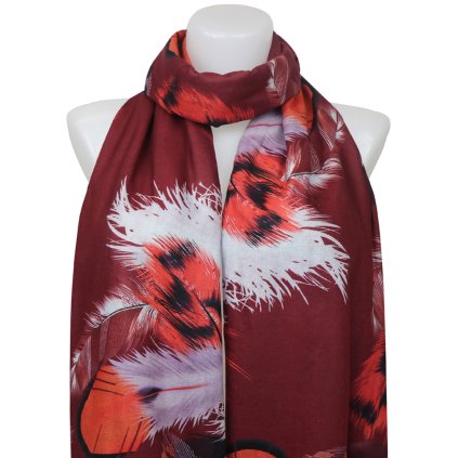 Eșarfă dreptunghiulară din cașmir pentru femei 2108-43 pene, roșu 7200567-5