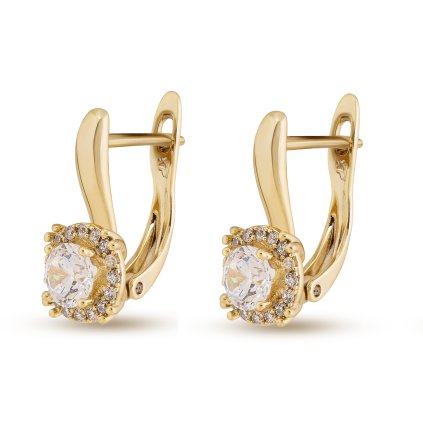 Cercei placați cu aur de 14k, zircon transparent într-un cerc 1002546