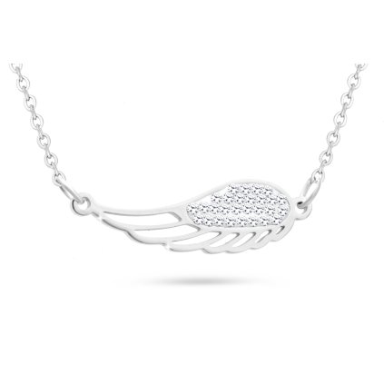 Lanț din oțel chirurgical cu pandantiv, aripă de înger cu zirconiu cubic 3001712