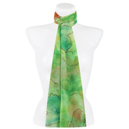 Esarfa dreptunghiulara dama 36526 cu imprimeu de flori, culoare verde 7200635