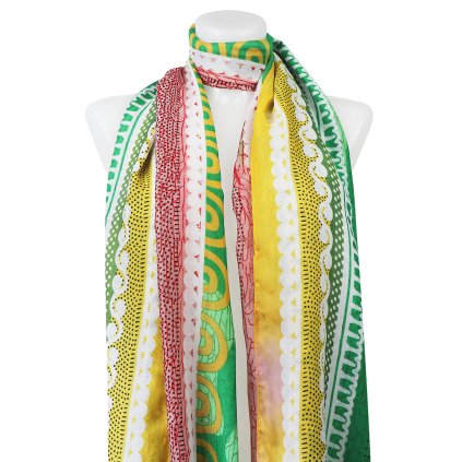 Eșarfă dreptunghiulară lungă pentru femei 2083-292, imprimată cu ornamente - verde 7200526-4