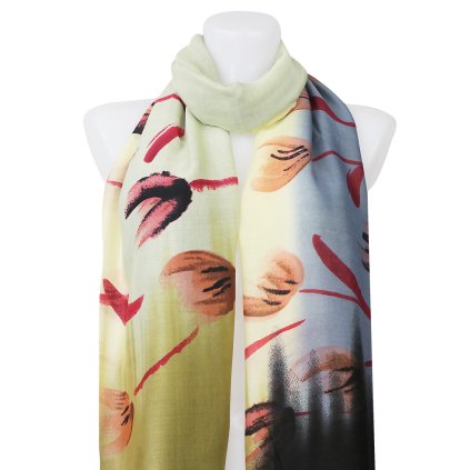 Eșarfă dreptunghiulară ușoară pentru femei 2098-22, lalele - galben 7200528-2