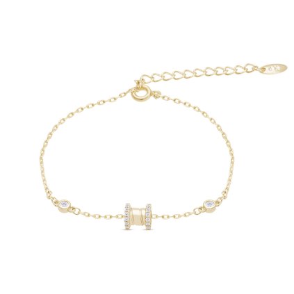 Brățară placată cu aur de 14k fin, margele cu zirconiu cubic 2002256