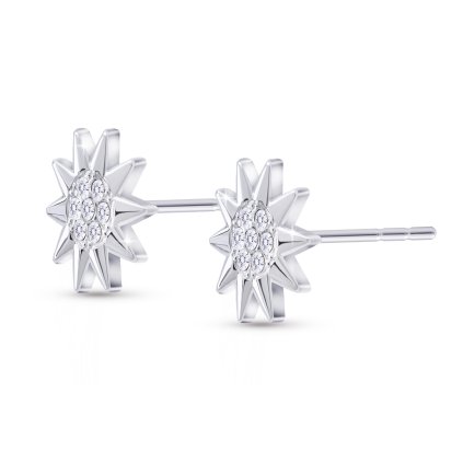 Cercei din oțel chirurgical - sâmburi, soare cu zirconiu cubic 1002774