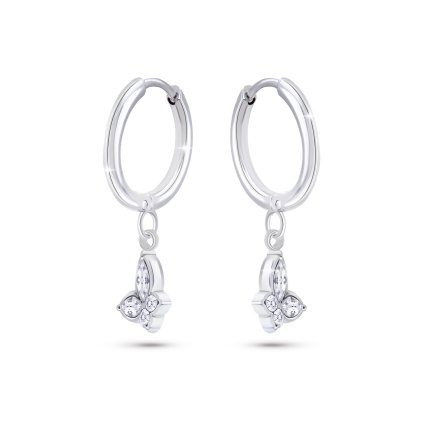 Cercei din inel de oțel chirurgical, fluture suspendat cu zirconiu cubic transparent 1002777