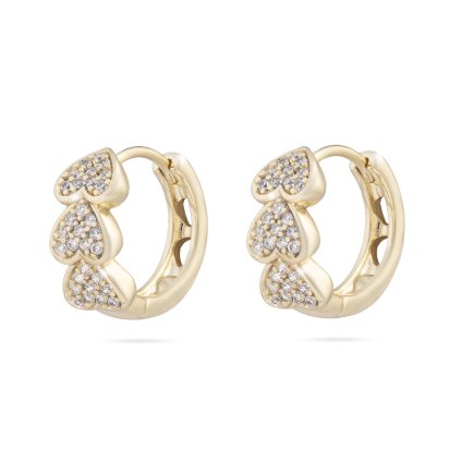 Cercei placați cu aur 14K inel, inimă decorată cu zirconiu cubic 1002806