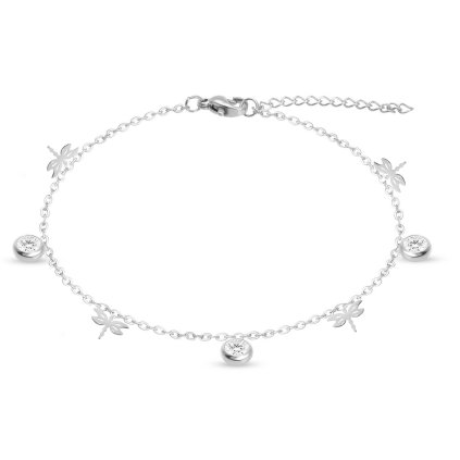 Lanț pentru picior din oțel chirurgical, libelule cu zirconiu cubic 2002269
