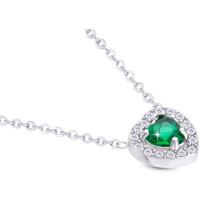 Lanț din oțel chirurgical cu pandantiv inimă, zirconiu cubic verde 3001823-1