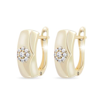 Cercei placați cu aur 14k, dreptunghi cu roată de zirconiu cubic 1002791