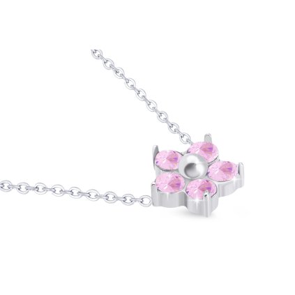 Lanț din oțel chirurgical cu pandantiv, floare cu zirconiu cubic roz 3001824-1