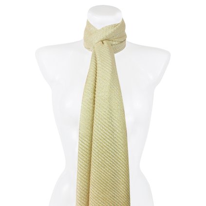 Eșarfă dreptunghiulară plisată pentru femei 2390-5 cu fir strălucitor - galben 7200652-2