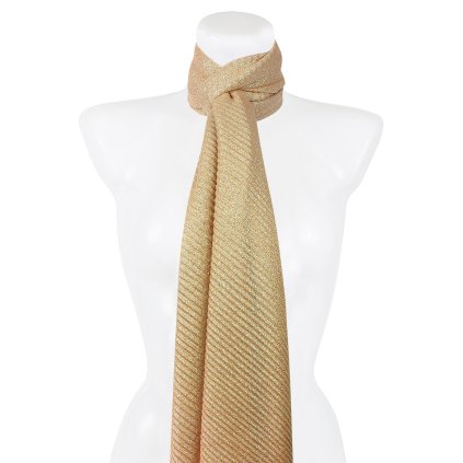 Eșarfă rectangulară plisată pentru femei 2390-5 cu fir strălucitor - piersică 7200652-3