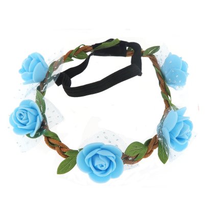 Bentiță elastică pentru păr cu flori mici 3713-3, albastru 8000844