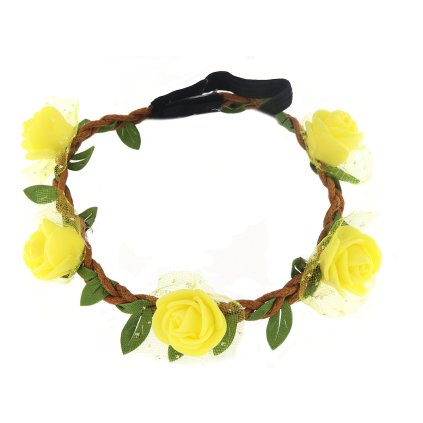 Bentiță elastică pentru păr cu flori mici 3713-3, galben 8000844-1