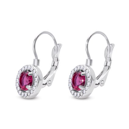 Cercei din oțel chirurgical, inele cu zirconiu cubic roz 1002821-1