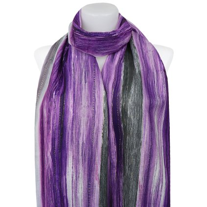 Esarfa dreptunghiulara calda de dama 3015-32 ochiuri cu fir auriu, culoare violet 7200658-3