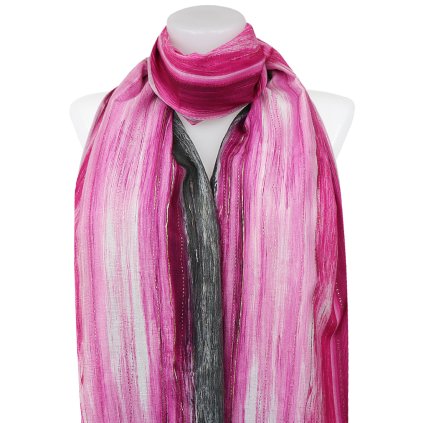 Esarfa dreptunghiulara calda de dama 3015-32 ochiuri cu fir auriu, culoare roz 7200658-4