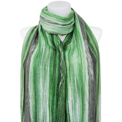 Esarfa dreptunghiulara calda de dama 3015-32 ochiuri cu fir auriu, culoare verde 7200658-5