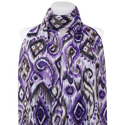 Eșarfă dreptunghiulară caldă pentru femei 3015-31 ornamente abstracte cu fir auriu, violet 7200670-3