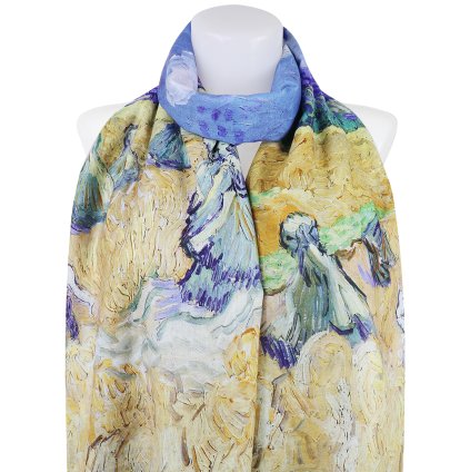 Eșarfă dreptunghiulară cu două fețe pentru femei 3130-10 pictură, recoltare în câmp - moara de vânt 7200681-13
