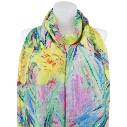 Esarfa dreptunghiulara fata-verso dama 3130-10 pictura, narcisa abstracta - balerina 7200681-18