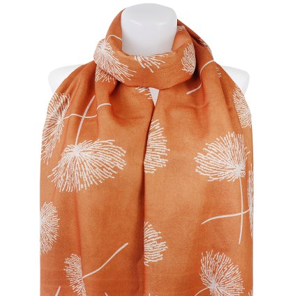 Eșarfă dreptunghiulară cu două fețe pentru femei 2130-06 portocaliu, păpădie - pictură 7200674-13