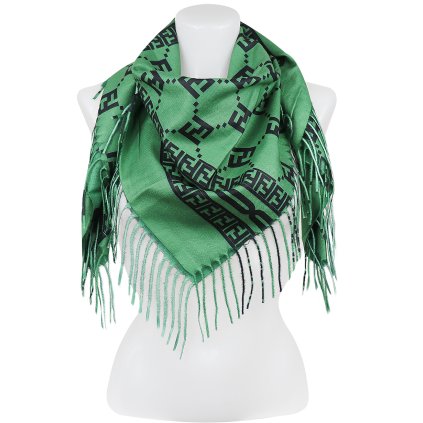 Eșarfă pătrată de cașmir pentru femei cu litere F 2115-32, culoare verde 7200687-4