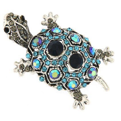 Brosa - broasca testoasa cu zirconiu cubic colorat, culoare albastra