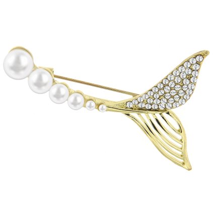 Brosa - ornament de perla, culoare aurie