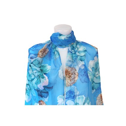 45933 damsky lehky sal s motivem pivonek xc36530 modra