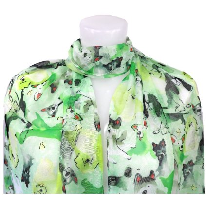 45957 2 damsky lehky satek s pejsky xc36532 zelena