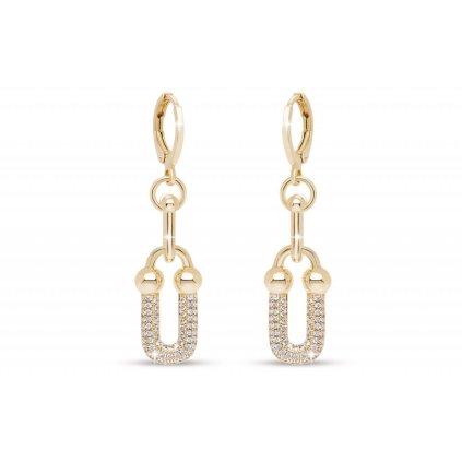 47262 pozlacene nausnice 14k visaci ovalky se zirkony 1003099