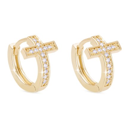 51602 pozlacene nausnice 14k krouzky krizek 1003212