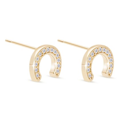 51605 pozlacene nausnice 14k podkovy se zirkony 1003213