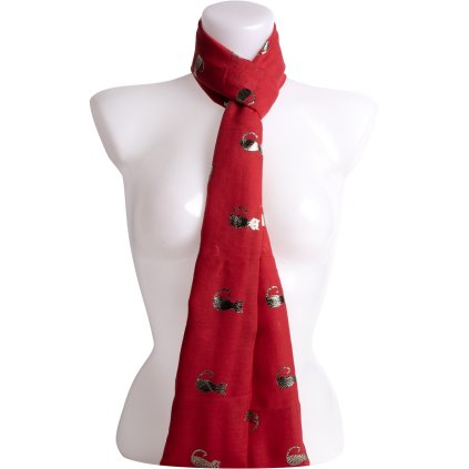 51865 damsky lehky obdelnikovy sal s cernym potiskem kocek cervene barvy 7200728 6