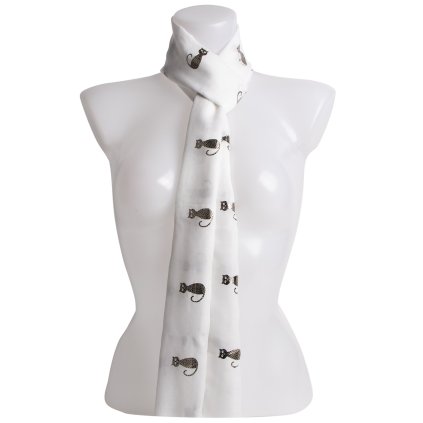 51871 damsky lehky obdelnikovy sal s cernym potiskem kocek bile barvy 7200728 8