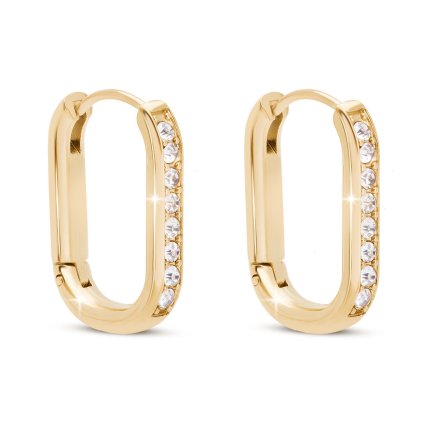 52472 pozlacene nausnice 14k z chirurgicke oceli oval se zirkony 1003264